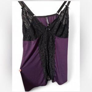 torrid Purple and Black Lace-Trim Chemise